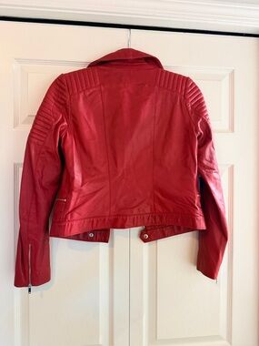Marciano Red Leather Motorcycle Jacket